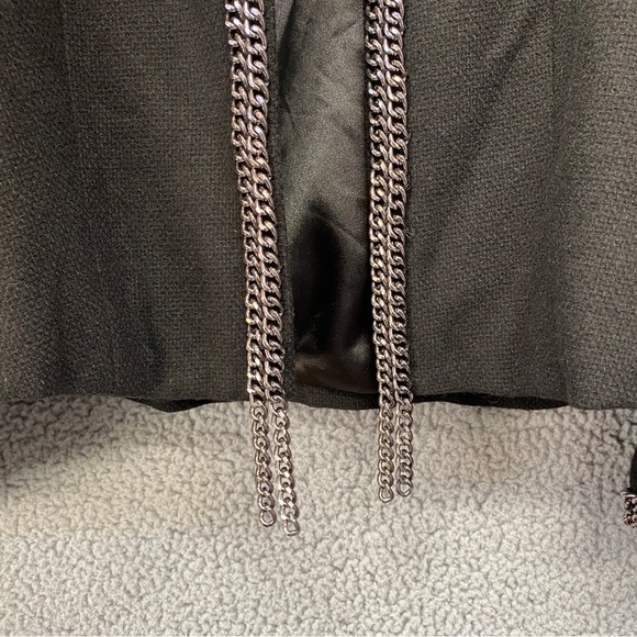 NEW Forever 21 Black Wool Blend Chain Open Blazer Sz L - Picture 3 of 9